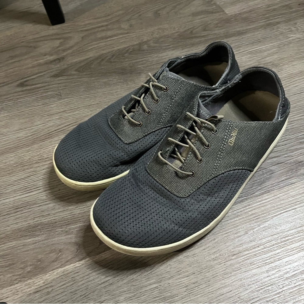 Olukai Shoes Nohea Moku Mens 10 Gray Mesh Slip On Bungee Lace Boat Sneakers - Picture 2 of 6